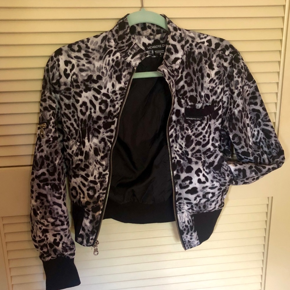 Members Only - Black & White Leopard Bomber